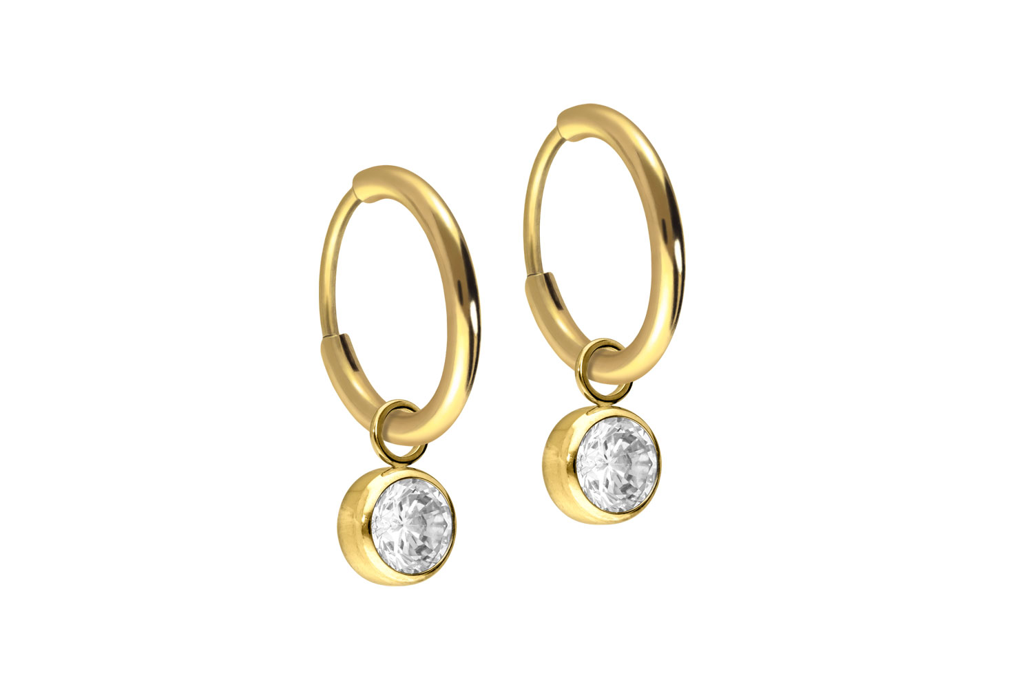 Titan Ohrclicker Creolen RUNDER KRISTALL von Piercingline